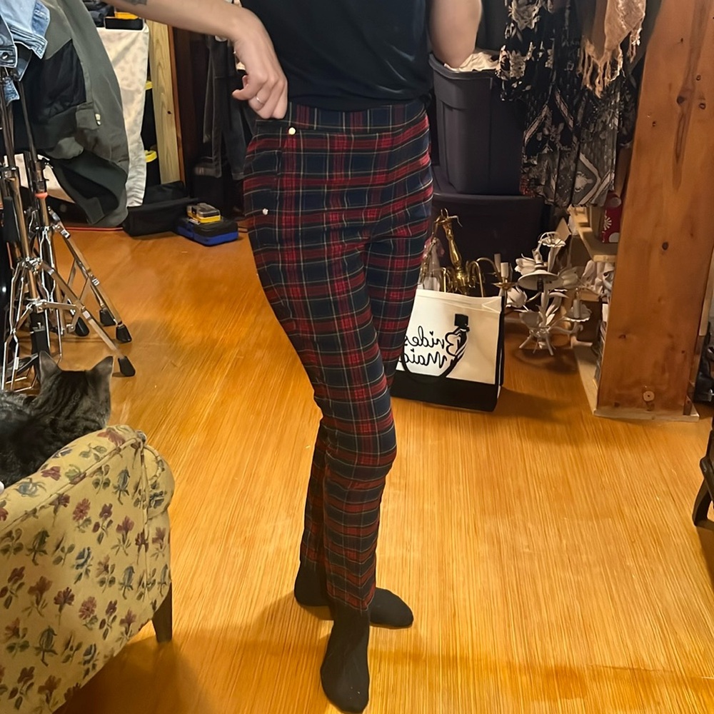 Anne Klein Plaid slim ankle pants